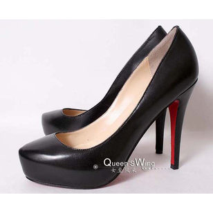 Black Lambskin Leather Red Sole(Platform) Pump