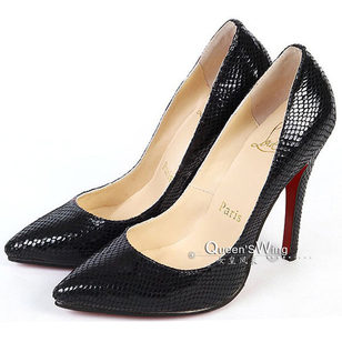 Black snake Pattern Leather Pointed Pump