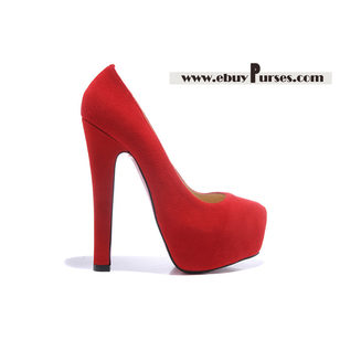 Red Suede Leather Ultra High Hidden Platform Pump