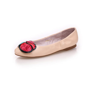 Beige Patent Rose Flat