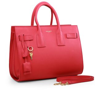 Red leather handle bag