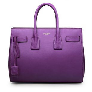 Purple leather handle bag