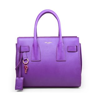 Purple leather handle bag