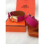 Hermes Silver finish Fuchsia leather belt brace