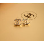 Chanel Double C Logo with Rhinestone Earrings