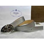 Prada Pewter Saffiano Leather Belt