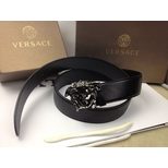 Versace Black leather belt (Gunmetal finish)