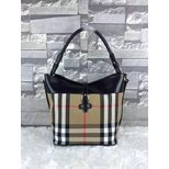 Burberry Large check fabric leather trim hobo shoulder bag