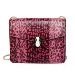 Bvlgari Pink Leopard Print Leather Serpenti Snake Closure Medium Bag