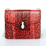 Bvlgari Red Leather Serpenti Snake Closure Bag