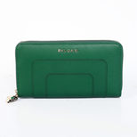 Bvlgari Green Leather Zippy Wallet