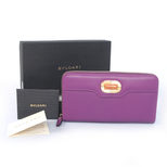 Bvlgari Stone Logo Real Leather Zipper Long Wallet