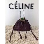 Celine Original soft leather drawstring shoulder bag