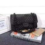 Chanel caviar leather 2.55 classic flap bag with gunmetal chain