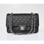 Chanel Black Ball Skin Leather Quilting 2.55 Chain Bag (Nickel)