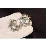 Chanel Pearls rhinestone new moon double c earrings