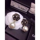 Chanel Camellia pearl pendant earrings