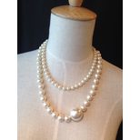 Chanel Large pearl long necklace