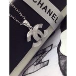 Chanel Silver rhinestone pendant necklace