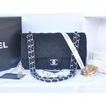 Chanel Cotton fabric original leather lining flap bag