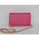 Chanel Fuchsia leather flap bag