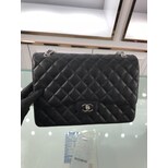 Chanel MAX flap chain bag 33cm Black caviar silver chain