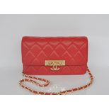 Chanel Red lamb skin leather flap bag