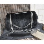 Chanel Black fur flap bag