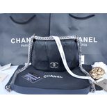 Chanel Black carviar and lamb skin leather flap bag