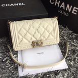 Chanel IMPORTED LEATHER BOY FLAP BAG WITH LEATHER STITCHING