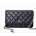 Chanel WOC 33814 black caviar silver chain