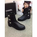 Chanel Original calfskin leather double C turn lock logo short boots