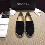 Chanel black canvas espadrilles loafers