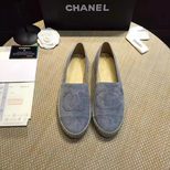 Chanel grey suede leather espadrilles loafers