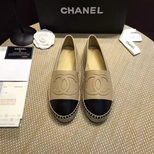 Chanel beige lambskin leather espadrilles loafers