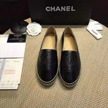Chanel black lambskin leather espadrilles loafers