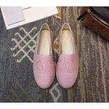 Chanel pink patent leather espadrilles loafers