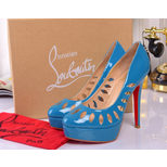 Christian Louboutin Blue patent leather cut out platform pump