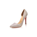 Christian Louboutin white pyrography champagne satin pointed head pump