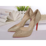 Christian Louboutin Metallic gold color leather point head pump