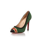 Christian Louboutin Green suede leather rivet pointed head pump