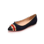 Christian Louboutin Dark blue suede leather rivet pointed head flat