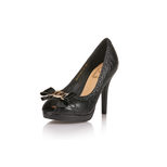 Dior Quilting black leather bow-tie peep toe platform pump