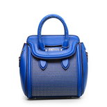 Alexander McQueen Heroine blue leather rivets handle bag