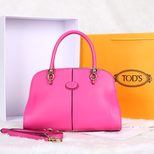 TOD'S Pink with purple leather handle bag