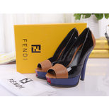 Fendi Leather combine peep toe platform pump