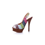 Fendi Multiple color stripe fabric peep toe platform pump