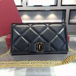 Ferragamo Imported lambskin leather Vara flap bag with card holder