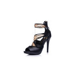 Giuseppe Zanotti  Black leather with leaves platform pump sandal