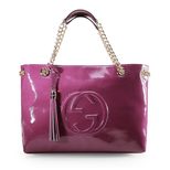 Gucci Purple soft patent leather Soho Medium Tote Bag Beige